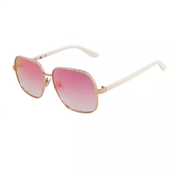 GUESS moteriški akiniai nuo saulės GU00107-5821Z blizgantis juodas rėmelis, dūminiai gradientiniai lęšiai, 58 mm
