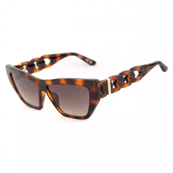 GUESS moteriški akiniai nuo saulės GU00111-5652F - Cat Eye tamsaus havana acetato rėmelis su rudais gradientiniais lęšiais 56/14/130 mm
