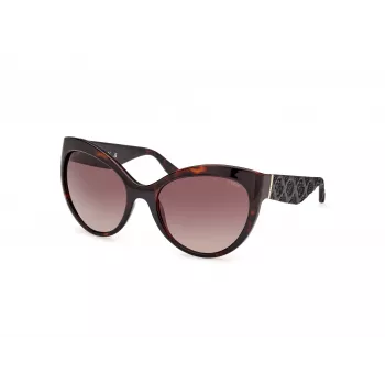 GUESS moteriški akiniai nuo saulės GU00130-6152F - blizgūs juodi rėmeliai, gradientiniai dūminiai lęšiai