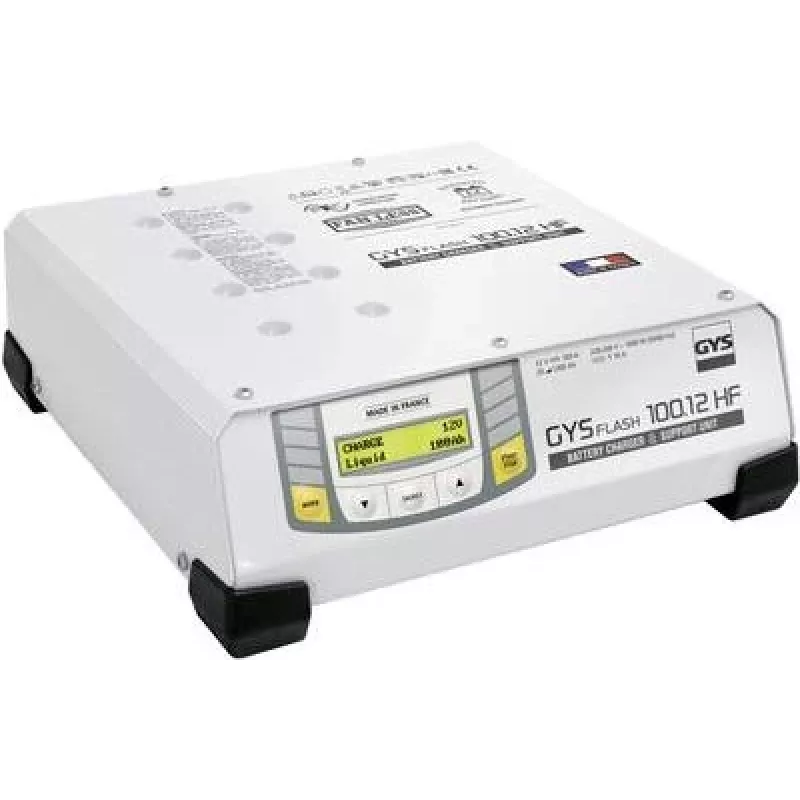 GYS FLASH 100.12 HF 100 A 12 V aukšto dažnio automatinis akumuliatoriaus įkroviklis ir maitinimo šaltinis su LCD ekranu 029415