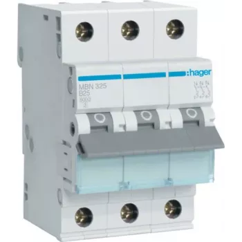 Hager MBN325 3 polių 25 A B charakteristikos automatinis jungiklis, 6 kA, 3 moduliai