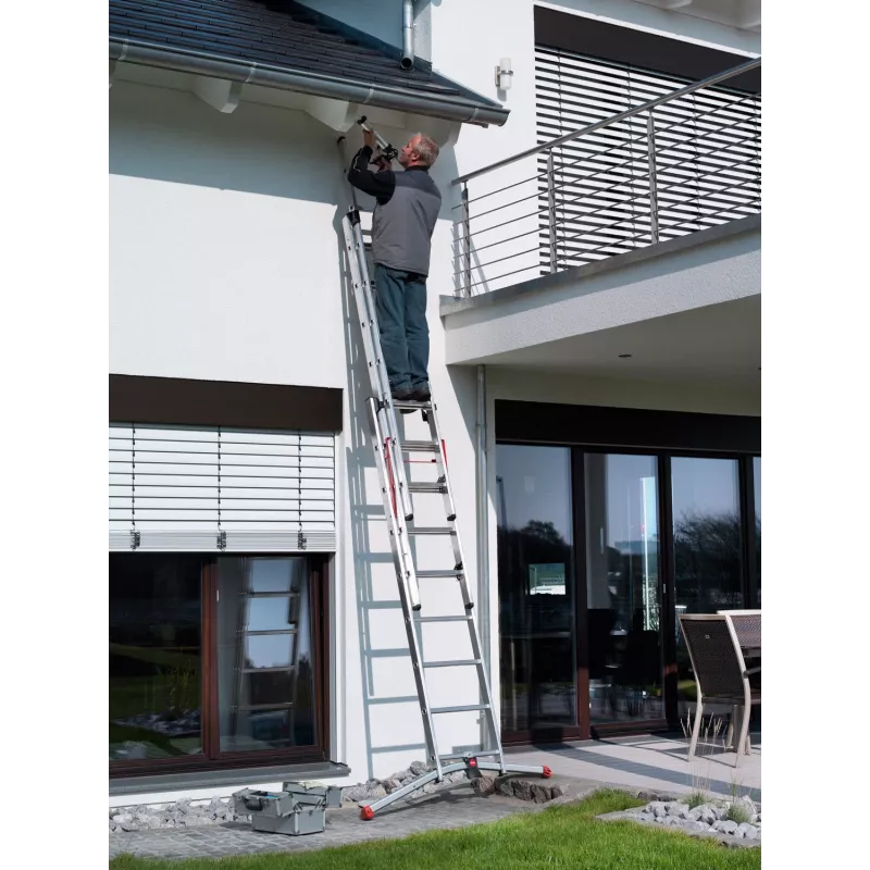 Hailo S100 ProfiLOT universali kopėčios, aliuminis, 2x6+1x5 laipteliai, 3 dalių, maks. apkrova 150 kg