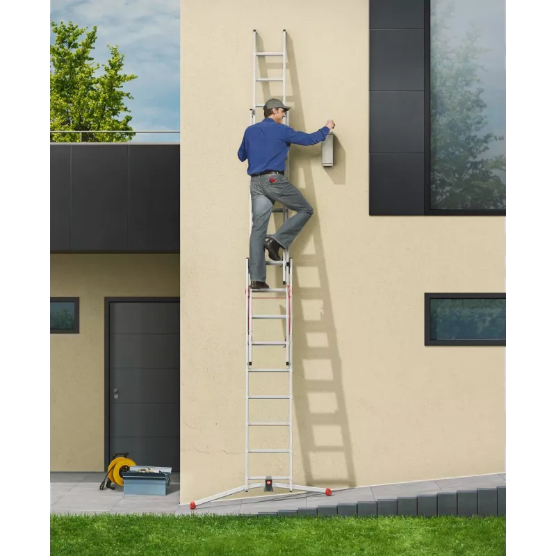 Hailo S100 ProfiLOT universali kopėčios, aliuminis, 2x6+1x5 laipteliai, 3 dalių, maks. apkrova 150 kg