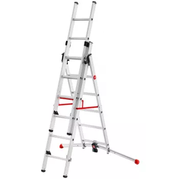 Hailo S100 ProfiLOT universali kopėčios, aliuminis, 2x6+1x5 laipteliai, 3 dalių, maks. apkrova 150 kg