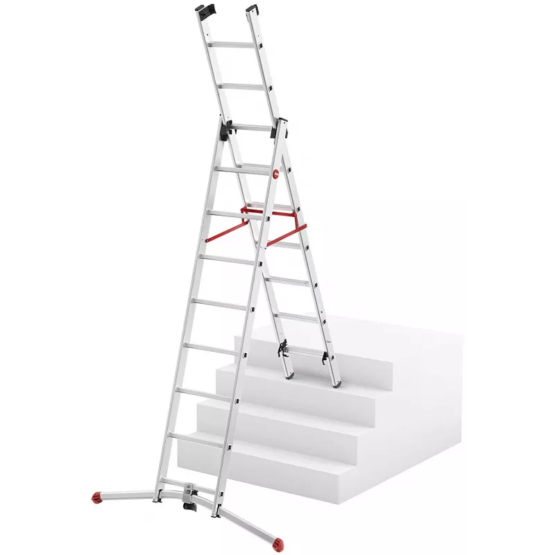 Hailo S100 ProfiLOT kombinuotos kopėčios, aliuminis, 3 dalių, 2x9+1x8 laipteliai, maks. darbinis aukštis 7,00 m