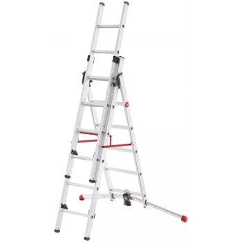 Hailo S100 ProfiLOT kombinuotos kopėčios, aliuminis, 3 dalių, 2x9+1x8 laipteliai, maks. darbinis aukštis 7,00 m