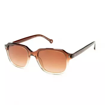 HALLY&SON HS741S04 Unisex kvadratiniai akiniai nuo saulės - juodas acetatinis rėmelis, pilki polikarbonatiniai lęšiai, UV400 apsauga