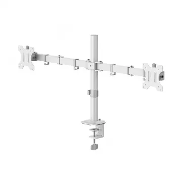 Hama 00220904 Dvigubas monitoriaus laikiklis – reguliuojamas aukštis, sukimas ir pakreipimas, tvirtinimas prie stalo (spaustuvas / per angą), 13-35 colių, juodas