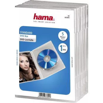 Hama DVD dėklas, 1 disko talpa, permatomas, 5 vnt. 00083895