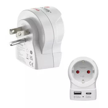 Hama kelioninis adapteris EU į US 1x USB-A USB-C P - Laidas - Skaitmeniniai/duomenys