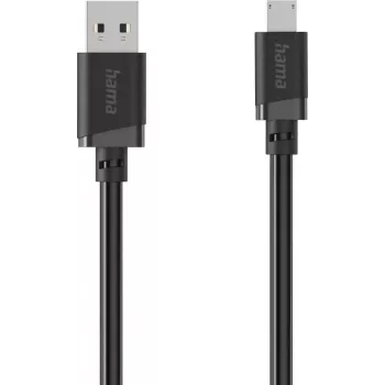 Hama USB-A į Micro-USB įkrovimo ir duomenų perdavimo kabelis, 1 m, juodas 00201803