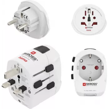 Hama World Travel Pro Light USB universalus kelioninis adapterių rinkinys, 3 polių, 2x USB, juodas 00223464