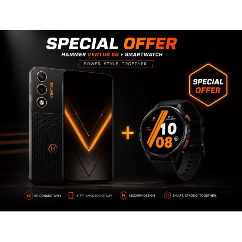 Hammer Ventus 5G 6,77 inch AMOLED 5G išmanusis telefonas 8GB RAM 256GB juodas