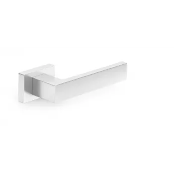 HANDLE DOOR CUBE RT CHROME - Poliruoto chromo cinko lydinio durų rankena su kvadratine rozete, reversinė vidaus durims, 52x52 mm rozetė, 130 mm rankena