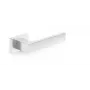 HANDLE DOOR CUBE RT CHROME - Poliruoto chromo cinko lydinio durų rankena su kvadratine rozete, reversinė vidaus durims, 52x52 mm rozetė, 130 mm rankena