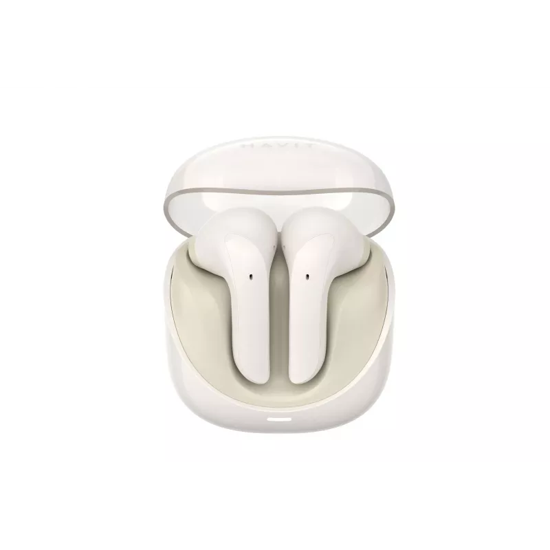 HAVIT TW974 Modern Buds True Wireless Stereo ausinės su Bluetooth 5.3, 10 mm tvarkyklėmis, IPX4, jutiklinis valdymas, USB-C įkrovimo dėklas, 20 h viso grojimo – smėlio spalvos