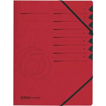 HERLITZ easyorga A4 7 skyrių organizatorius-segiklis, raudonas Colorspan kartonas, juodas Manilos popierius, 10843068