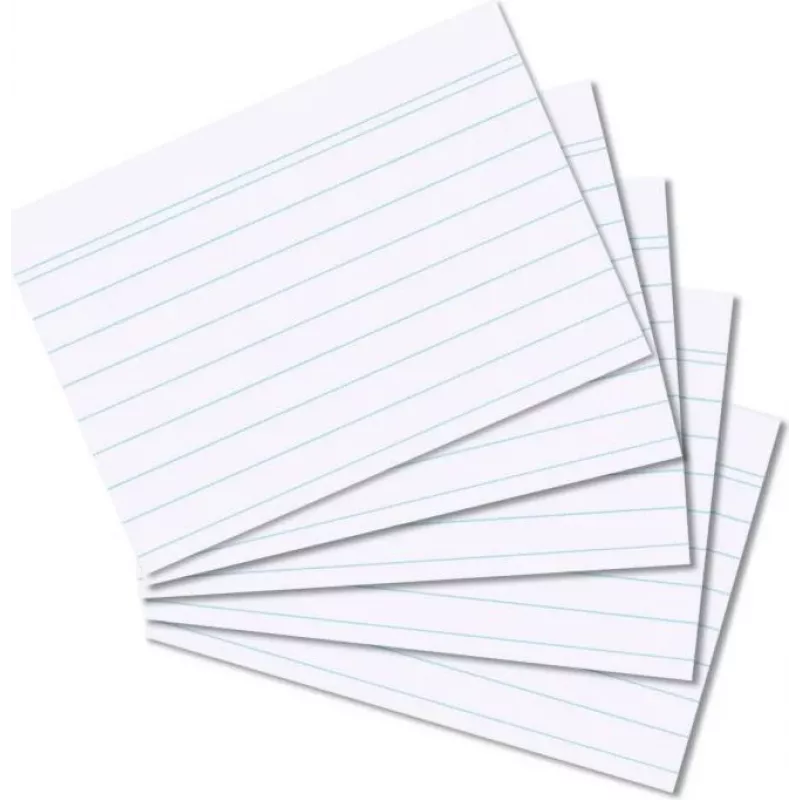 HERLITZ indekso kortelės DIN A8 su linijomis, baltos, 170g, be medienos, mėlynos linijos, 100 vnt.