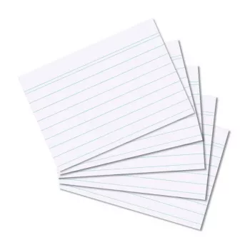 HERLITZ indekso kortelės DIN A8 su linijomis, baltos, 170g, be medienos, mėlynos linijos, 100 vnt.
