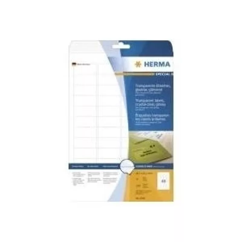 HERMA 8016 skaidrūs blizgūs poliesterio lipdukai A4 45,7 x 21,2 mm 1200 lipdukų