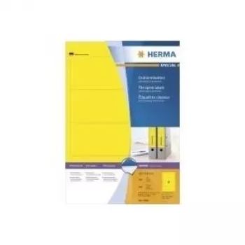 HERMA SuperPrint bylų segtuvų etiketės geltonos 61 x 192 mm 400 etikečių (100 lapų x 4) 4296