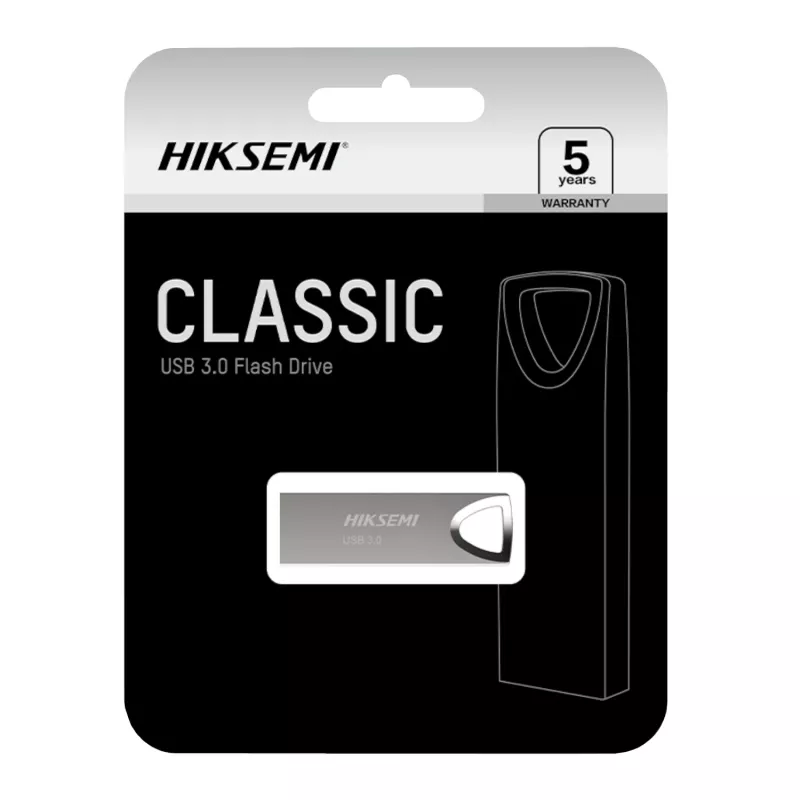 HIKSEMI Classic 128GB USB 3.0 Flash Drive, USB-A, cinko lydinys, be dangtelio, sidabrinis, iki 100 MB/s skaitymo