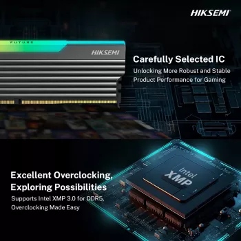 HIKSEMI Future RGB 16GB rinkinys (2x8GB) 3600MHz DDR4 stalinio kompiuterio žaidimų atmintis, juoda