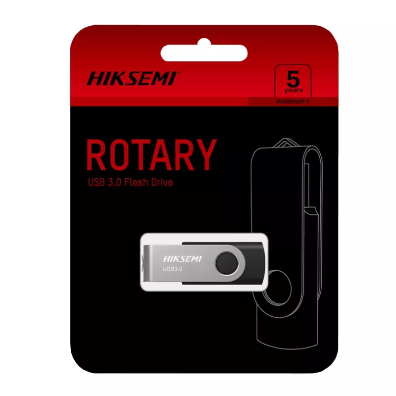 HIKSEMI Rotary Series 32GB USB 3.0 atmintinė, 360° pasukama, cinko lydinys, sidabrinė/juoda