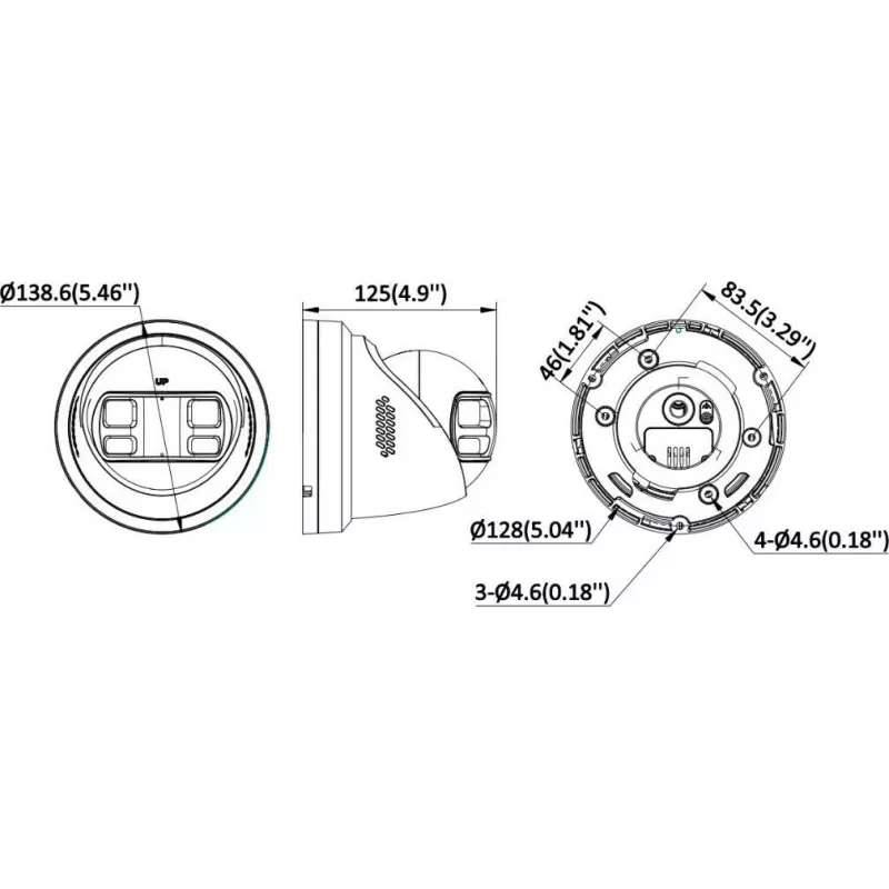 Hikvision DS-2CD2387G3P-LIS2UY/SL 8MP kupolinė IP kamera, 180° panoraminė, AcuSense, PoE, IP67