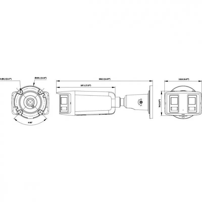Hikvision DS-2CD2T167G3P-LIS2UY/SL(180°) 16 MP panoraminė IP kamera - ColorVu AcuSense