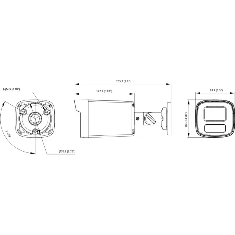 Hikvision DS-2CE10KF3T-LS(2.8mm) 4-in-1 3K lauko stebėjimo kamera su ColorVu, balta šviesa, IP67