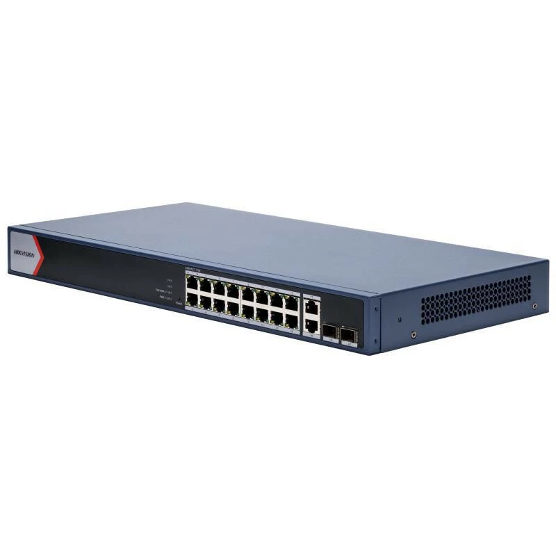 Hikvision DS-3E1520P-EI(O-STD) 20 prievadų valdomas Gigabit PoE+ jungiklis, 16x PoE+ 230W, 2x SFP
