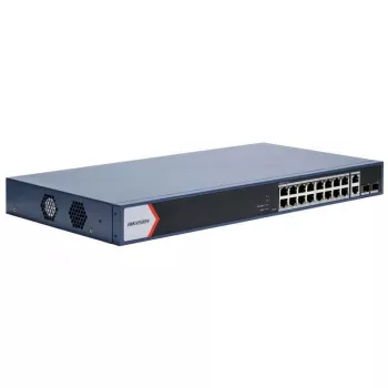 Hikvision DS-3E1520P-EI(O-STD) 20 prievadų valdomas Gigabit PoE+ jungiklis, 16x PoE+ 230W, 2x SFP