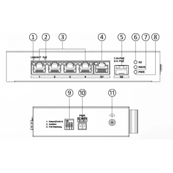 Hikvision DS-3T0306HP Nevaldomas tinklo jungiklis 5 prievadų Fast Ethernet PoE juodas