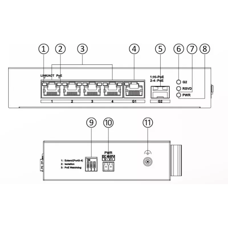 Hikvision DS-3T0306HP Nevaldomas tinklo jungiklis 5 prievadų Fast Ethernet PoE juodas