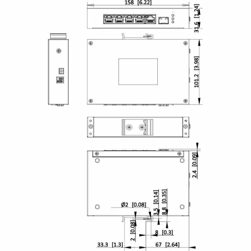 Hikvision DS-3T0306HP Nevaldomas tinklo jungiklis 5 prievadų Fast Ethernet PoE juodas