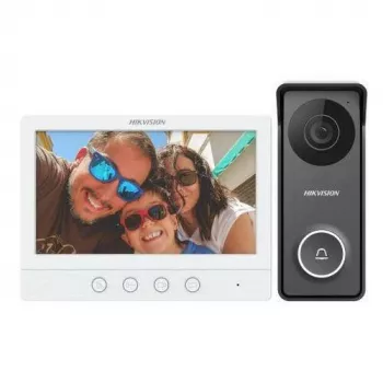 Hikvision DS-KIS213(B) 4 laidų vaizdo domofono rinkinys su 7 colių vidaus monitoriumi, IP65 lauko stotele
