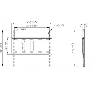 Hikvision sieninis laikiklis monitoriui - SPCC šalto valcavimo plienas - juodas - ekrano dydis: 42-55 coliai (106,7-139,7 cm)