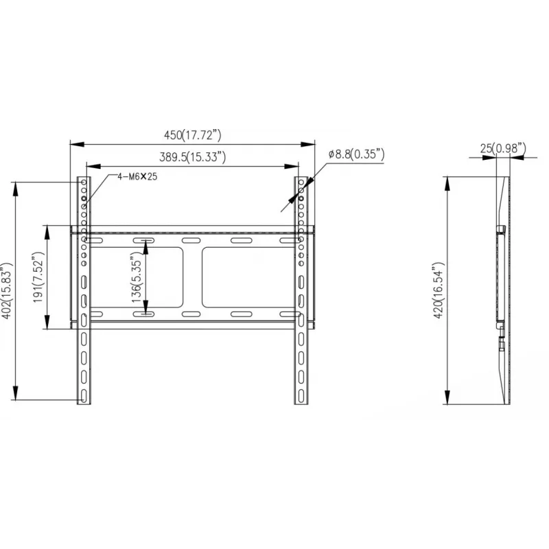 Hikvision sieninis laikiklis monitoriui - SPCC šalto valcavimo plienas - juodas - ekrano dydis: 42-55 coliai (106,7-139,7 cm)