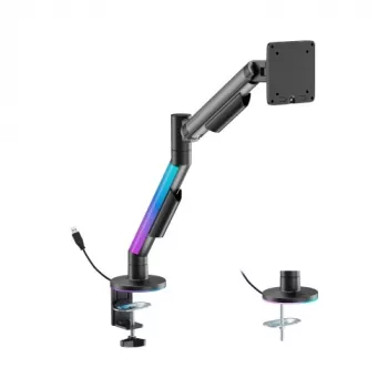 HISMART 17-40 dujinis spyruoklinis monitoriaus laikiklis su RGB apšvietimu, juodas