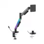 HISMART 17-40 dujinis spyruoklinis monitoriaus laikiklis su RGB apšvietimu, juodas