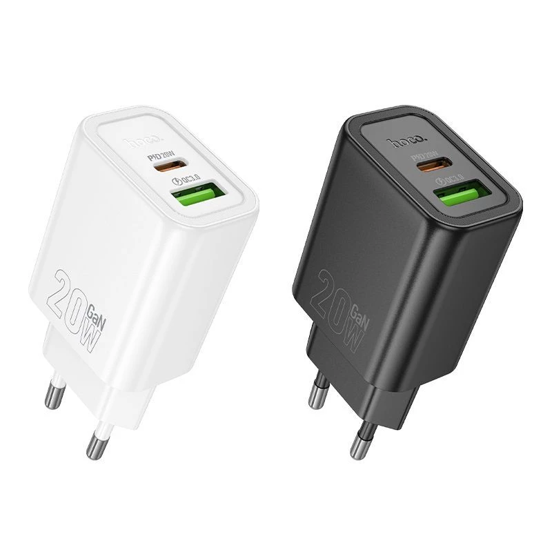 Hoco N61 Gentle PD20W+QC3.0 Įkroviklis (ES) Juodas