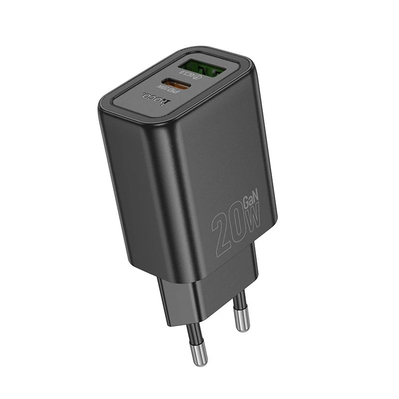 Hoco N61 Gentle PD20W+QC3.0 Įkroviklis (ES) Juodas
