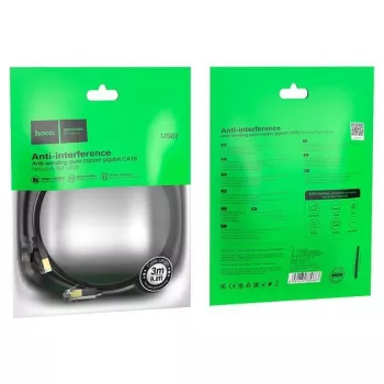 Hoco US07 General Pure Copper Flat Network Cable (3M) Black