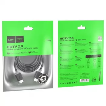Hoco US08 HDMI 2.0 laidas 3m juodas 4K HDR auksu padengtas