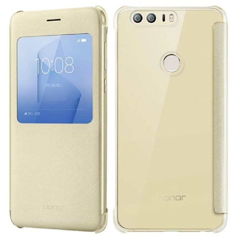 HONOR 8 Smart Cover Gold - Atverčiamas dėklas su išmaniuoju langu