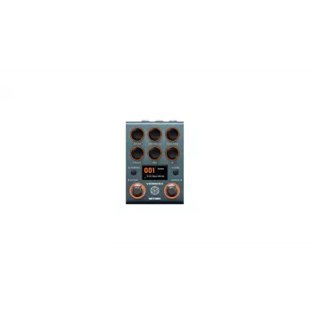 Hotone NeonGlow Verbera Reverb gitaros efektų pedalas su šviečiančiais tamsoje rankenėlėmis