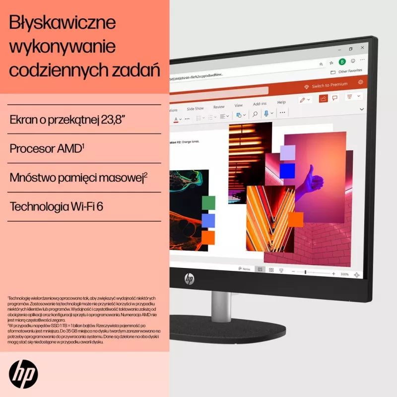 HP 24-cr0332nw AMD Ryzen 7 7730U 23,8 inch Full HD All-in-One PC, 16 GB DDR4, 512 GB SSD, Windows 11 Home, Wi-Fi 6, balta