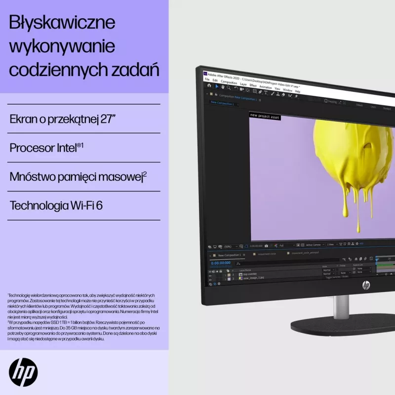 HP 27-cr0224nw Intel Core i5-1335U 27 colių Full HD All-in-One kompiuteris, 16 GB DDR4, 512 GB SSD, FreeDOS, Baltas