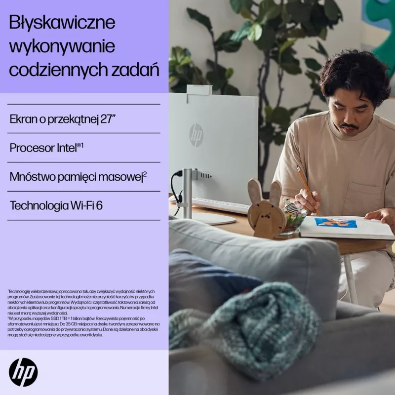 HP 27-cr0224nw Intel Core i5-1335U 27 colių Full HD All-in-One kompiuteris, 16 GB DDR4, 512 GB SSD, FreeDOS, Baltas